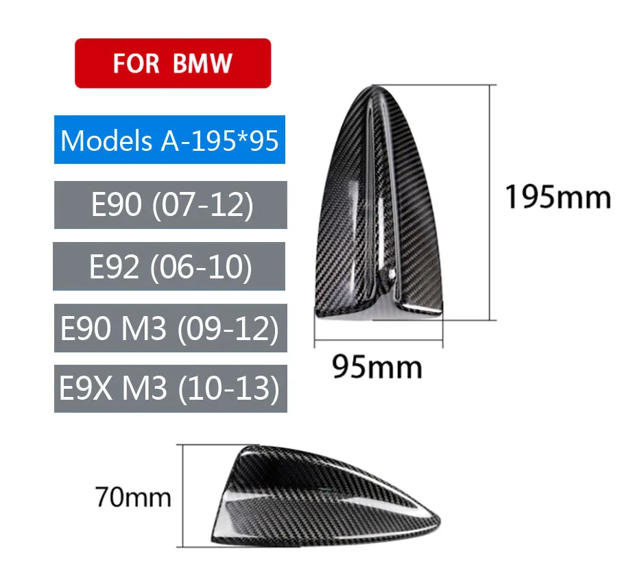 Real Carbon Fiber Shark Fin Antenna Cover for BMW