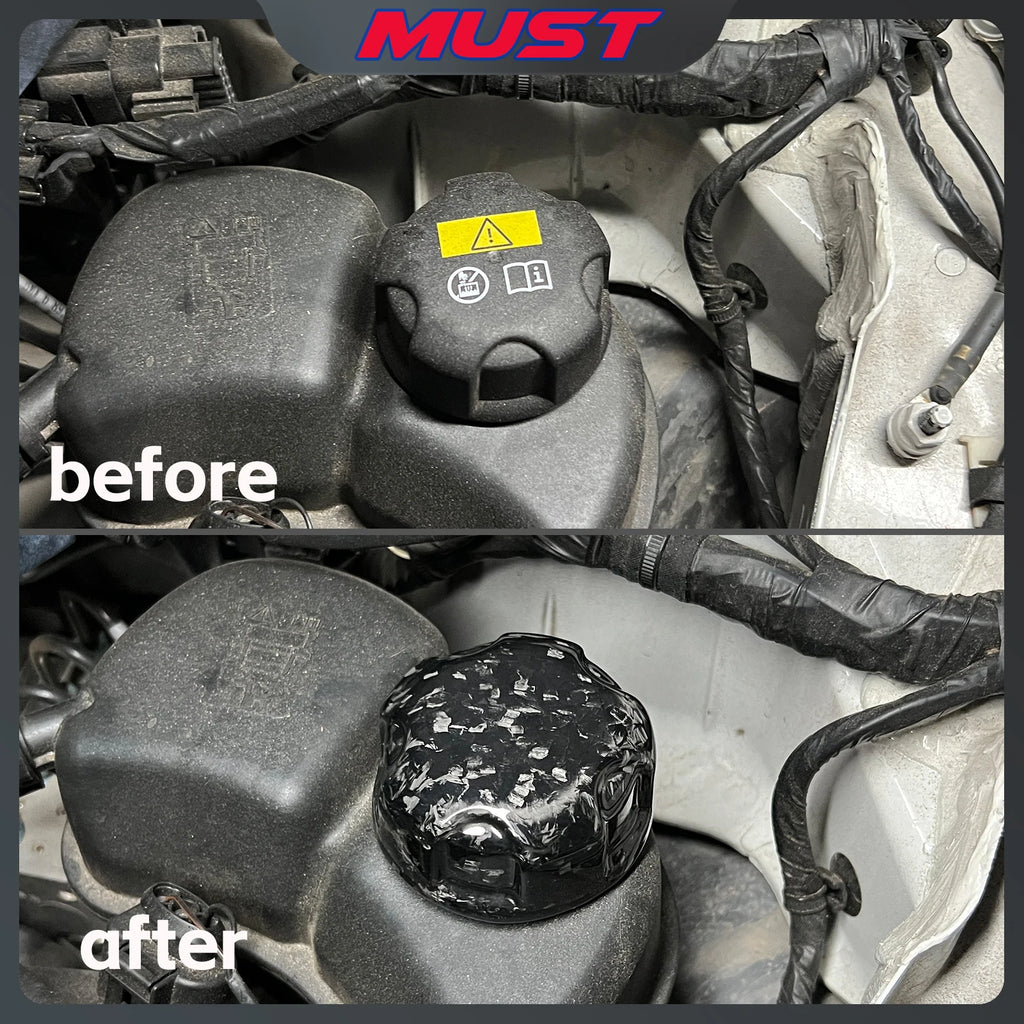 Carbon Fiber Fluid Cap Covers for BMW – Oil, Coolant & Fuel (F & G Series)
